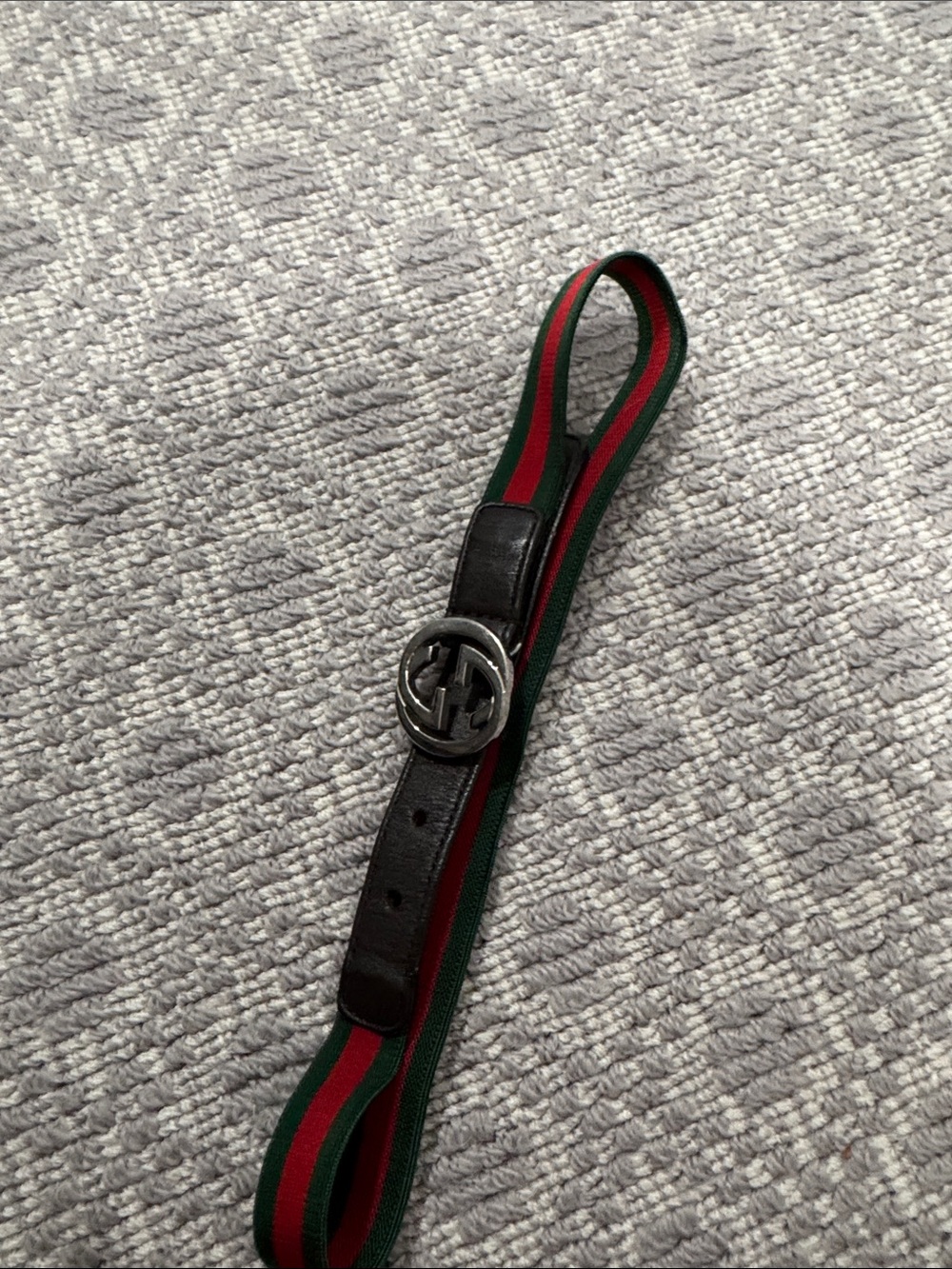 Gucci Green and Red Web Stripe boys Belt Bag with Silver GG Buckle - Picture 2 of 2